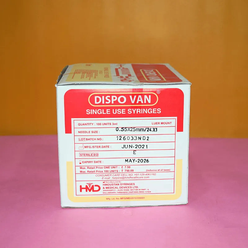 Dispo Van Syringe 3ml - 100 Units Pack | SurgiNatal