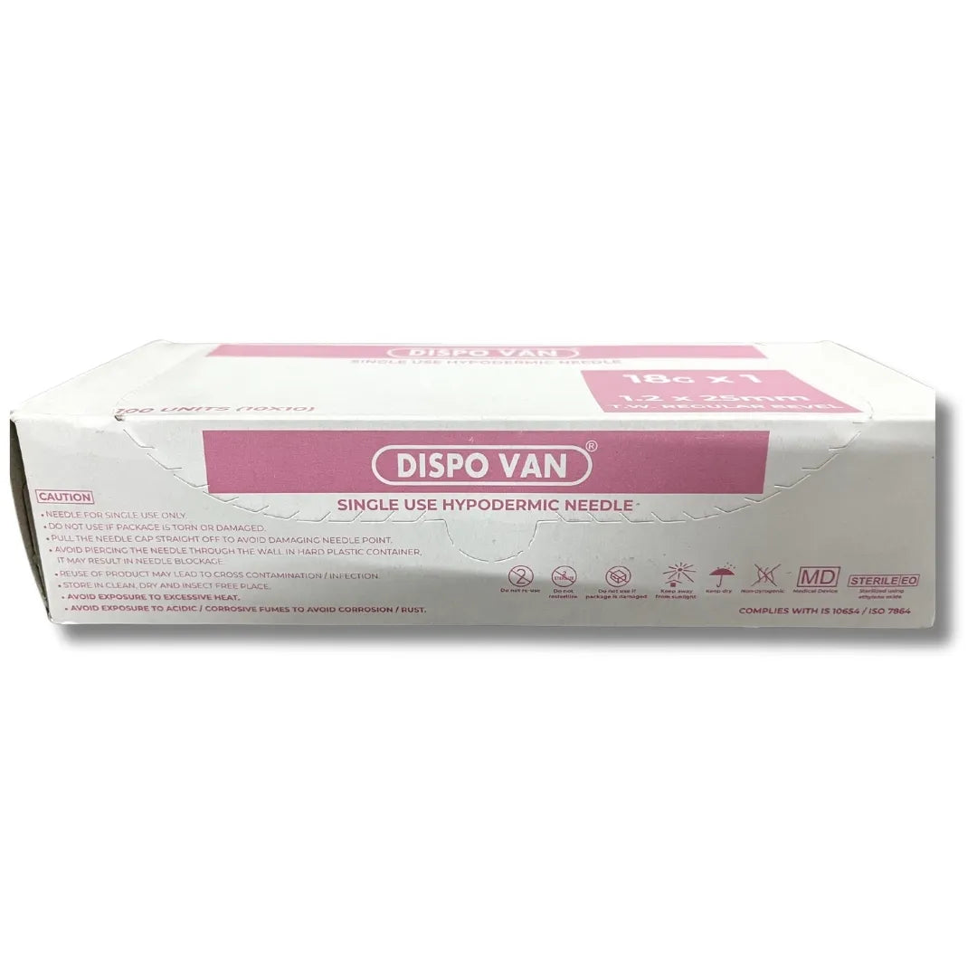 Dispo Van Hypodermic Needle - 18G*1.0 Inch - 100 Units Pack | SurgiNatal