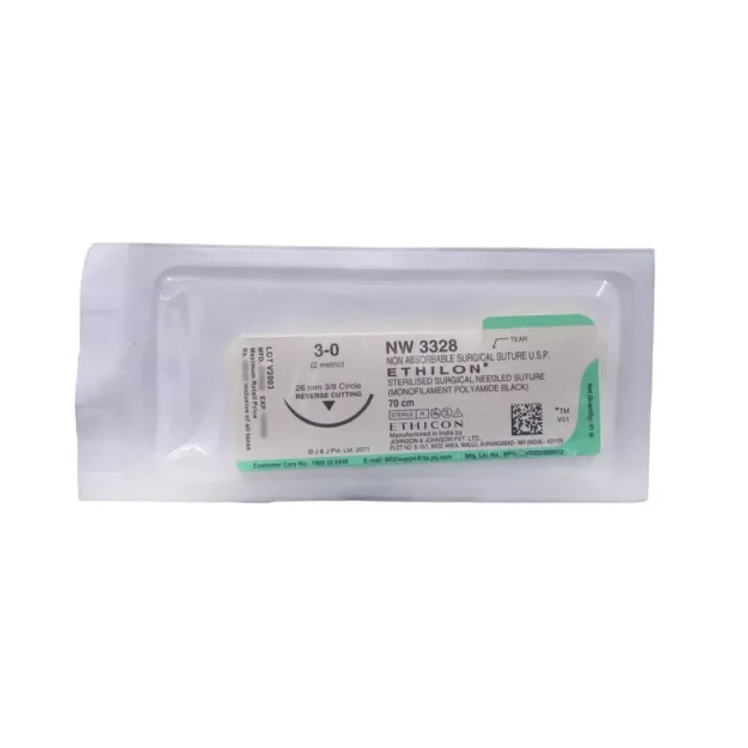 Ethicon Ethilon Sutures USP 3-0, 3/8 Circle Reverse Cutting - NW 3328