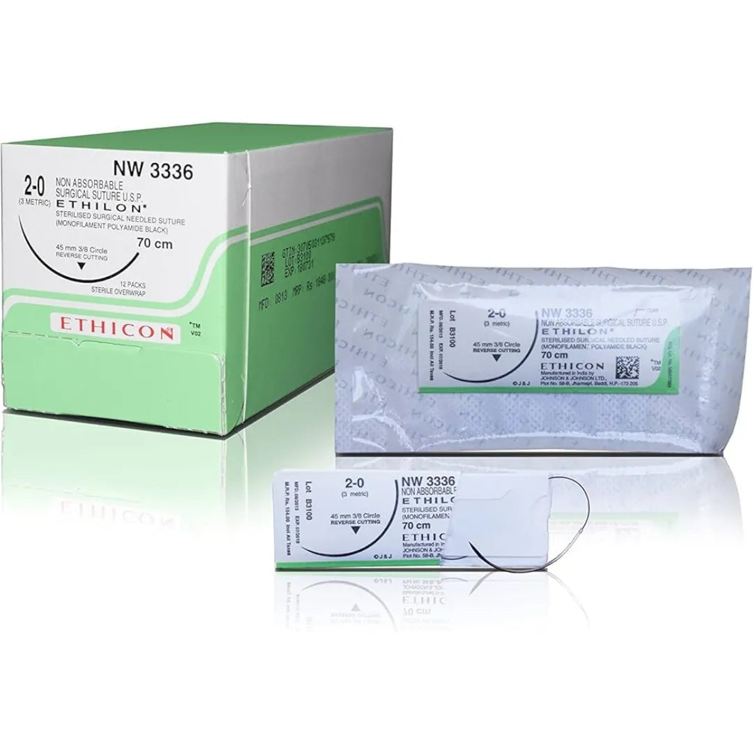 Ethicon Ethilon Sutures USP 2-0, 3/8 Circle Reverse Cutting - NW 3336