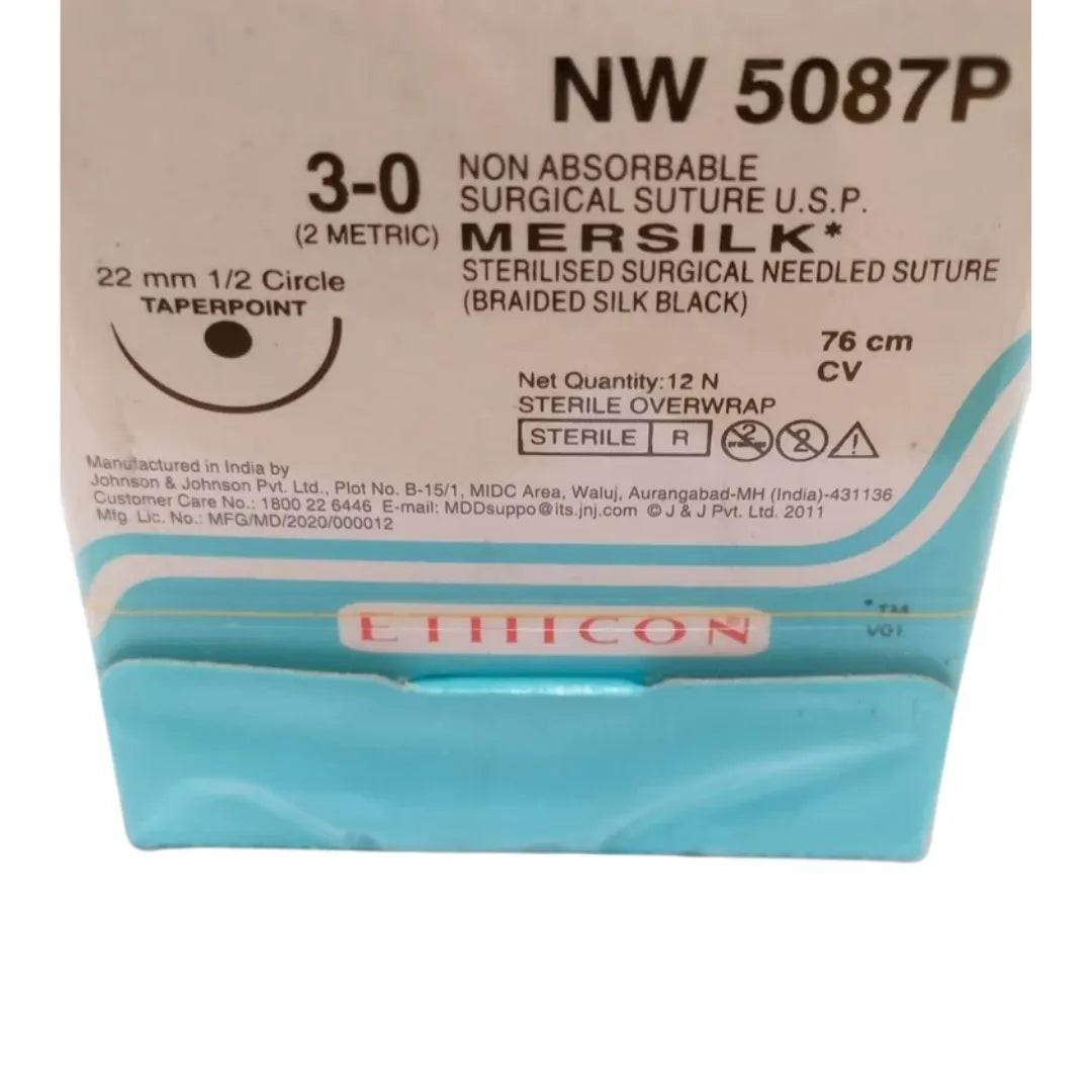 Ethicon Mersilk Sutures USP 3-0, 1/2 Circle Round Body - NW5087