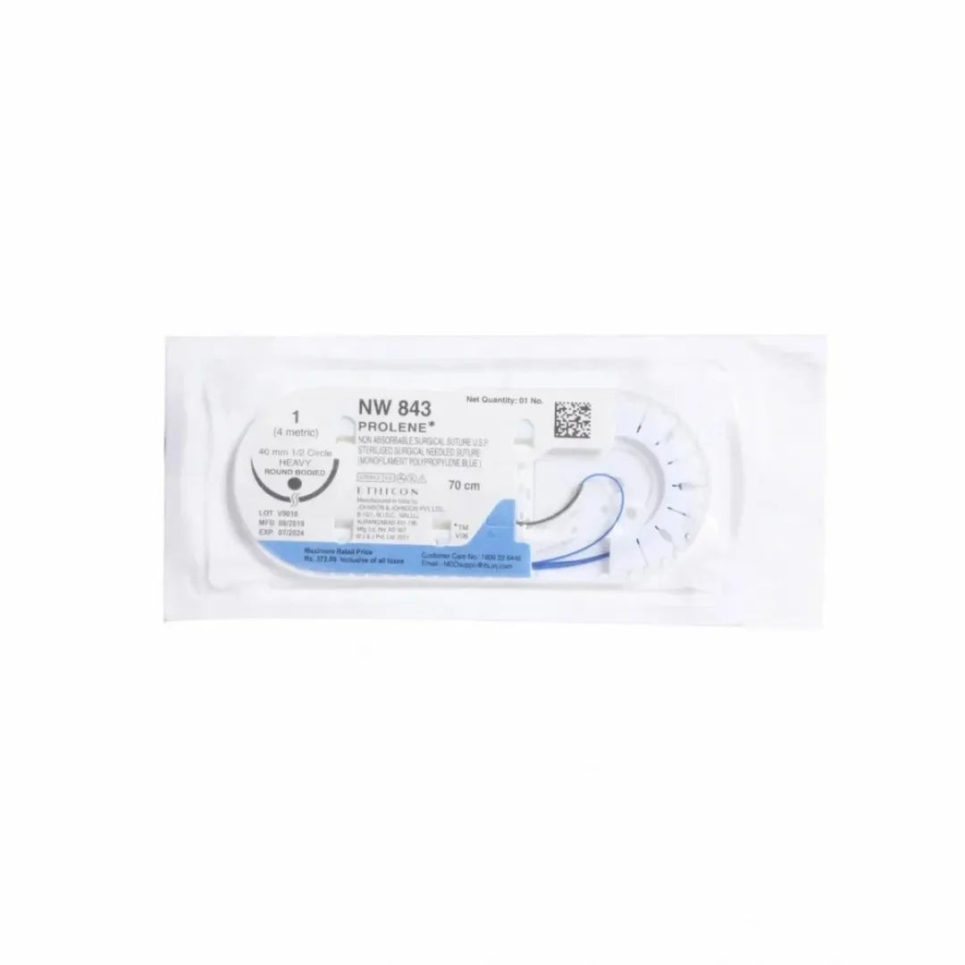 Ethicon Prolene Sutures USP 1, 1/2 Circle Round Body NW843