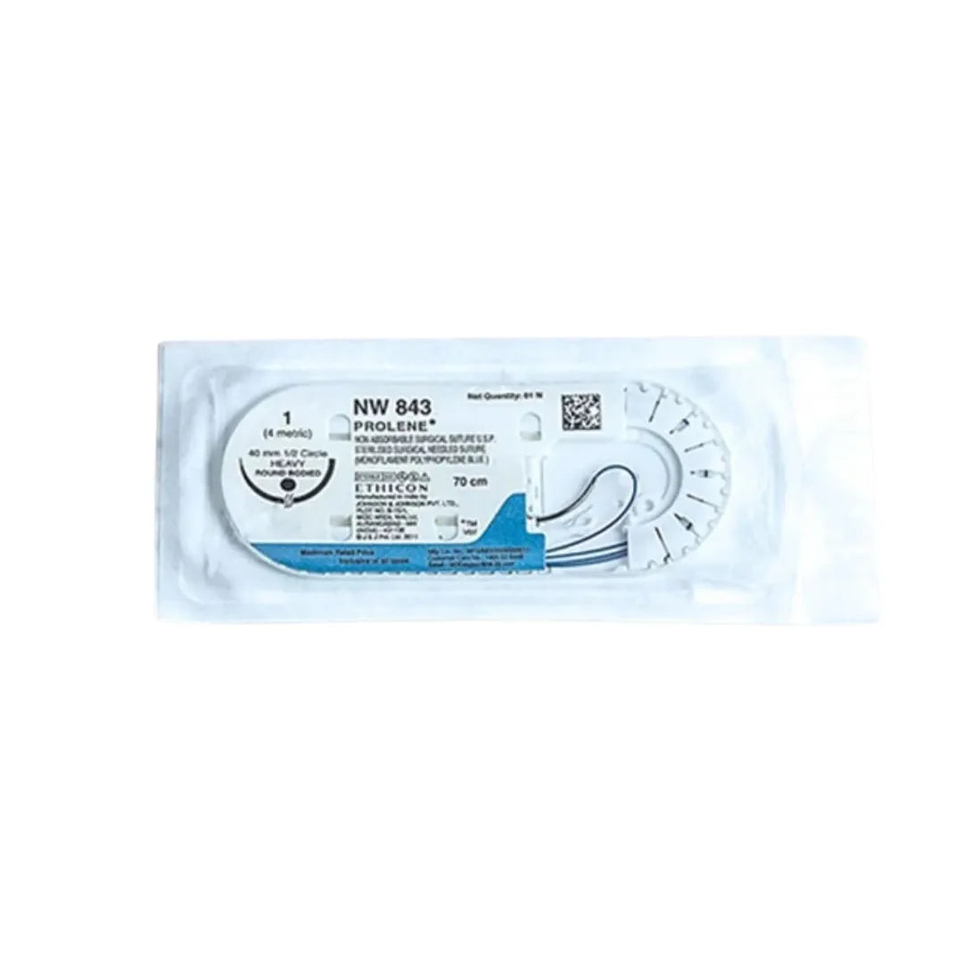 Ethicon Prolene Sutures USP 1, 1/2 Circle Round Body NW843