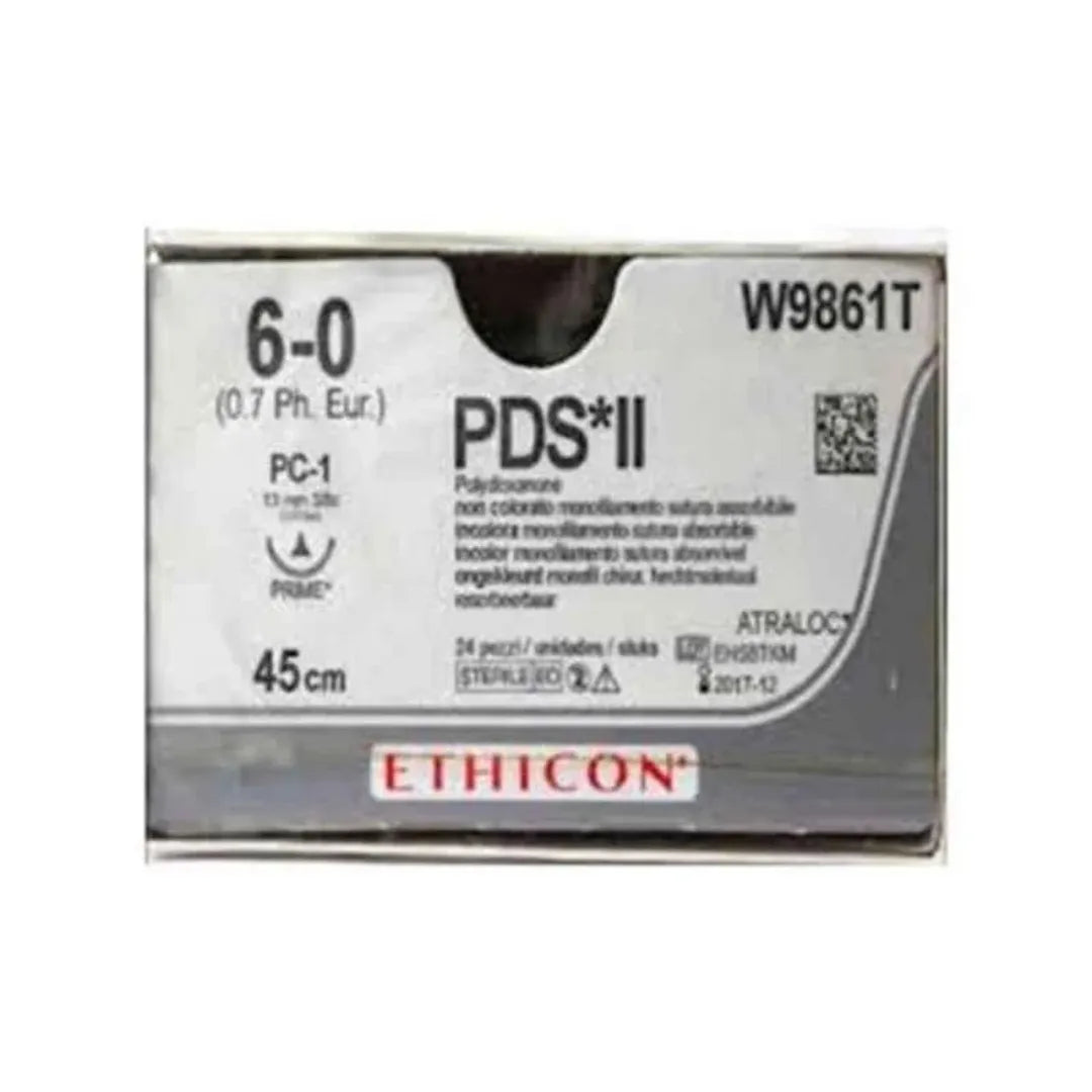 Ethicon PDS II Sutures USP 6-0, 3/8 Circle Cutting PC 1 Ethiprime - W9861T -12 Foils