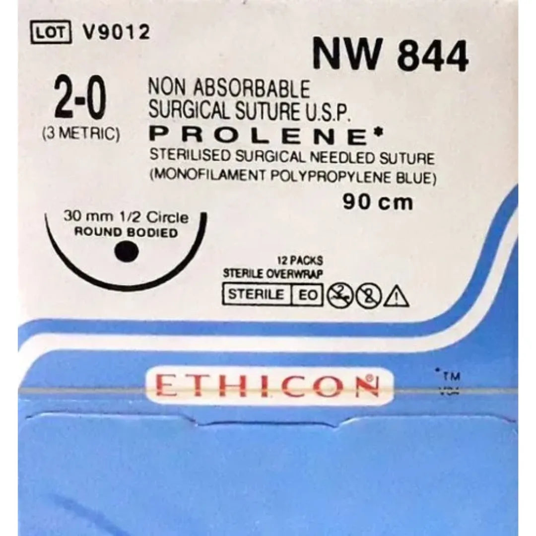 Ethicon Prolene Sutures USP 2-0, 1/2 Circle Round Body - NW844P