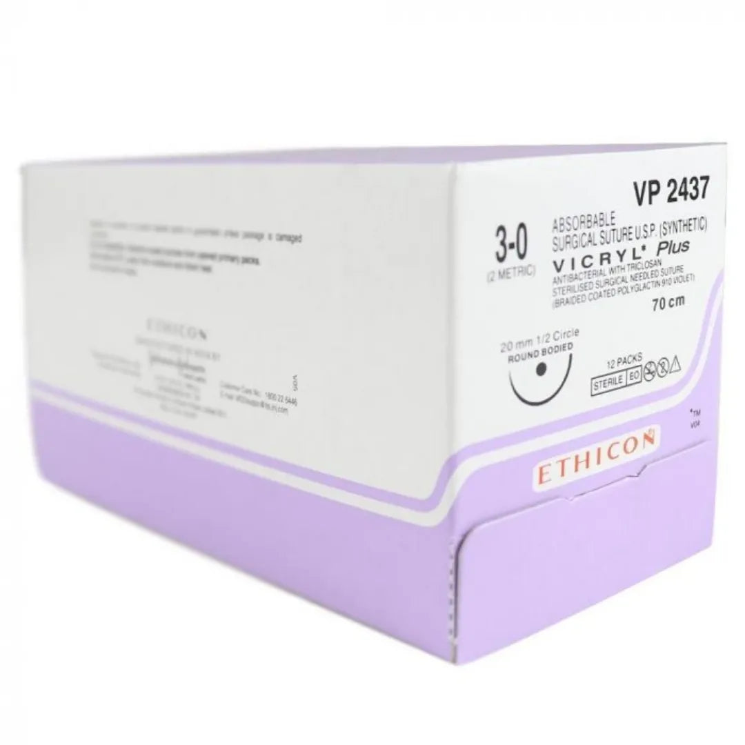 Ethicon Vicryl Plus Sutures USP 3-0, 1/2 Circle Round Body - VP2437P