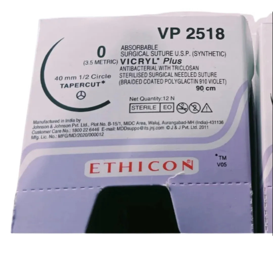Ethicon Vicryl Plus Sutures USP 0, 1/2 Circle Tapercut - VP2518