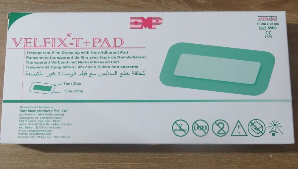 Datt Velfix-T+Pad 10cm x 25cm Adhesive Dressing for Wound Care
