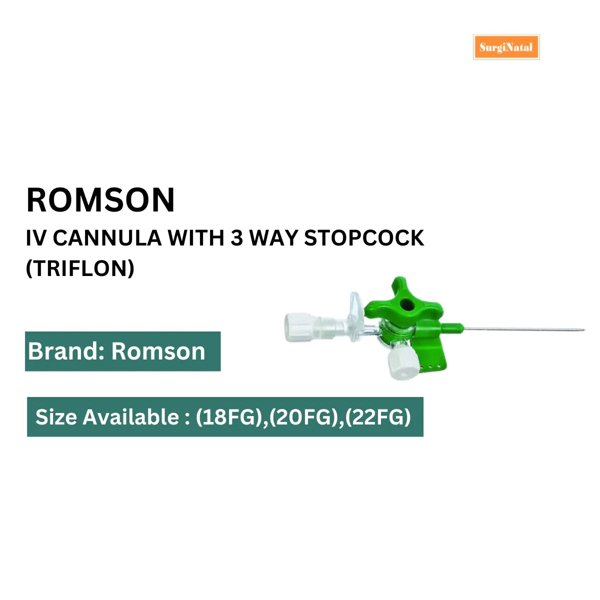 Buy Romson IV Cannula with 3-Way Stopcock (Triflon)