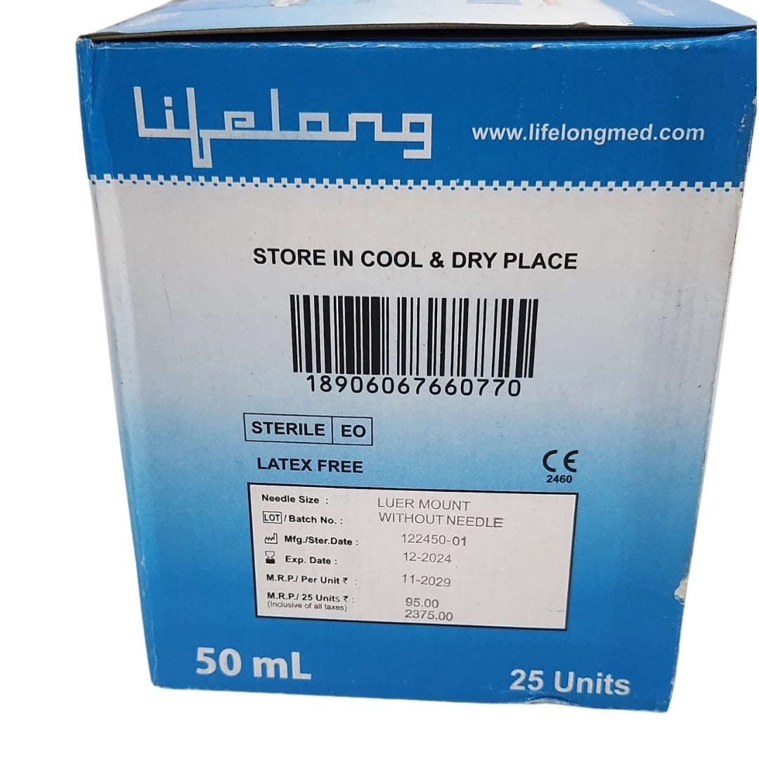 Lifelong Safeway Syringe 50ml (25 Units)