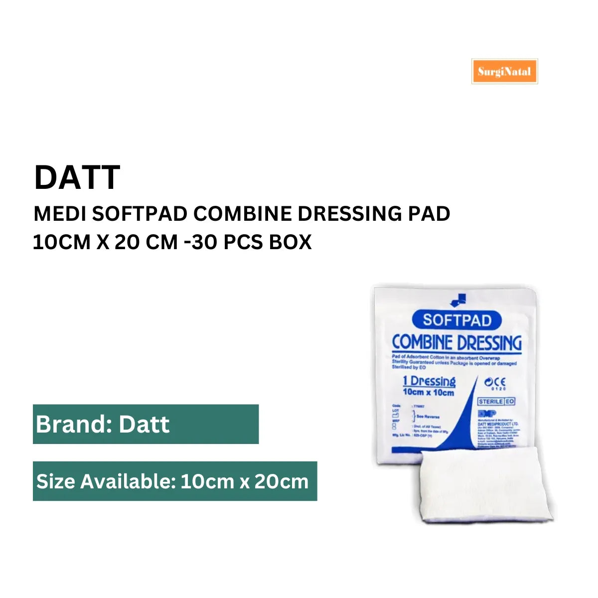 Buy Softpad Combine Dressing Pad 10cm x 20 cm | Datt Medi