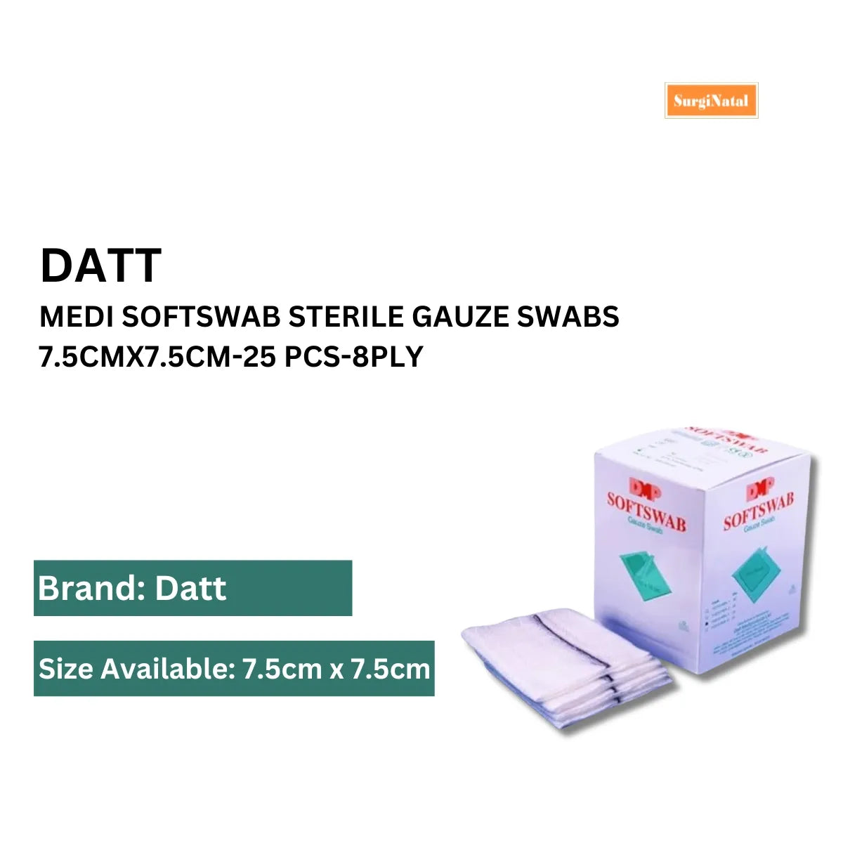 Buy Softswab Sterile Gauze Swabs 7.5cmx7.5cm | Datt Medi