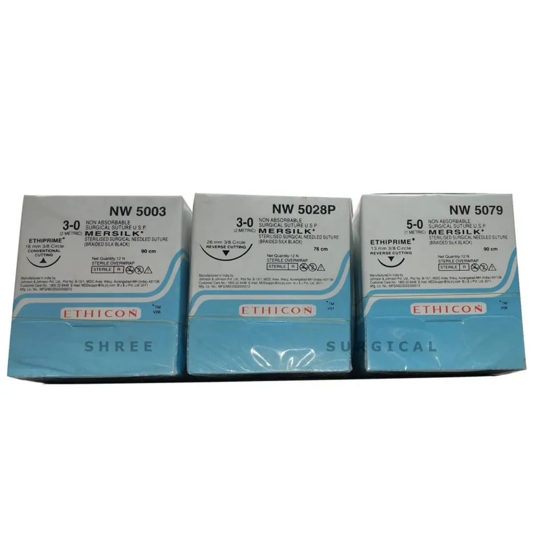 Mersilk Sutures USP 3-0, 3/8 Circle Reverse Cutting Ethiprime - NW 5028