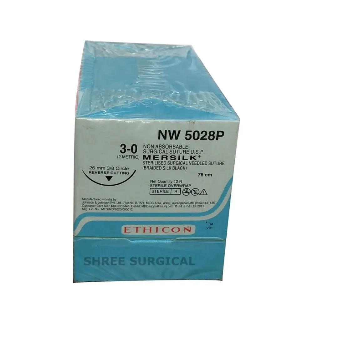 Mersilk Sutures USP 3-0, 3/8 Circle Reverse Cutting Ethiprime - NW 5028