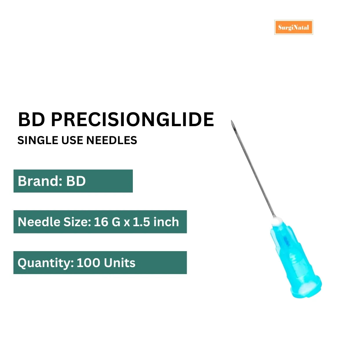 BD Needles PrecisionGlide 16G*1.5 inch - 100 Units Pack | SurgiNatal