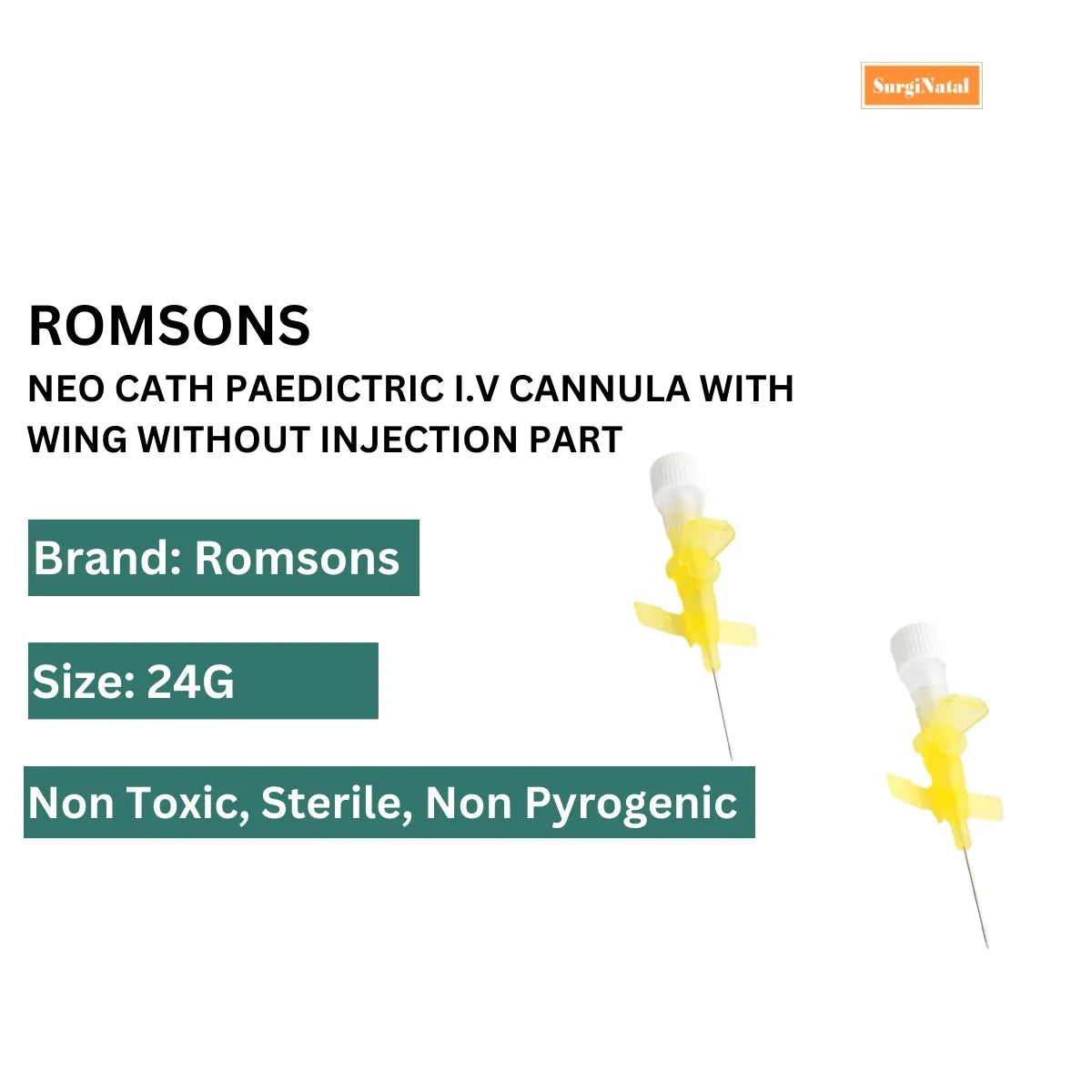 Buy Romsons 24G Neo Cath Paediatric IV Cannula - Best Price