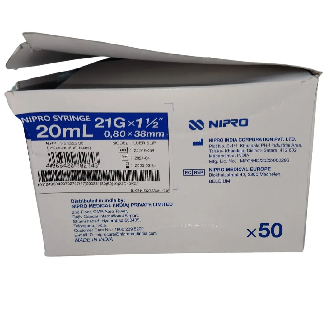 Buy Nipro Syringe 20ml Online - Top Quality Medical Supplies