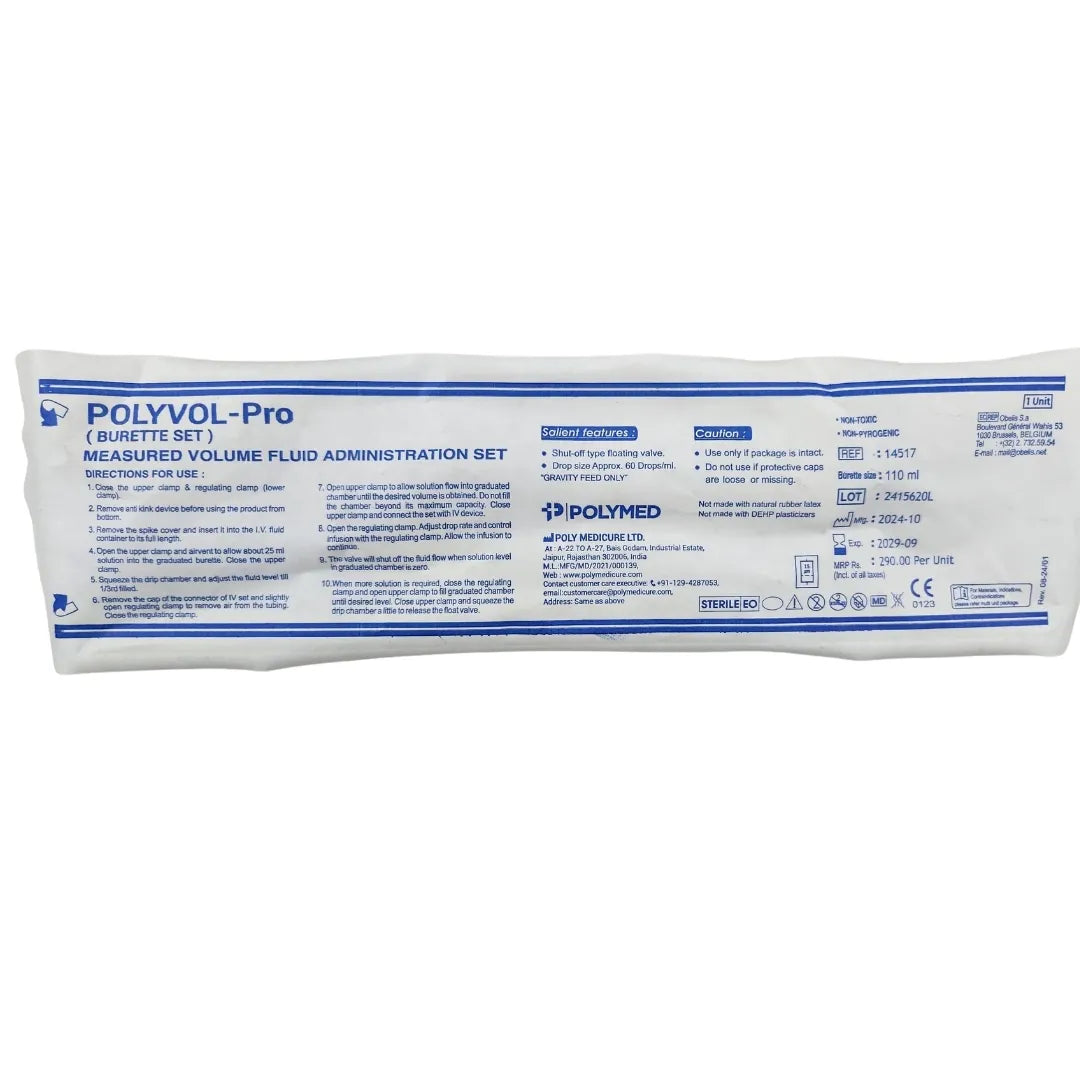 Buy Polyvol Burette Set 110ml - Medical Supplies | Polymed