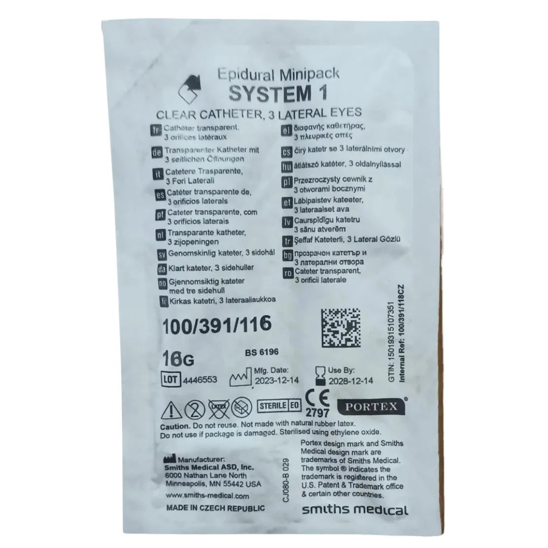 Portex Epidural Minipack System 1 - 16G 100/391/116