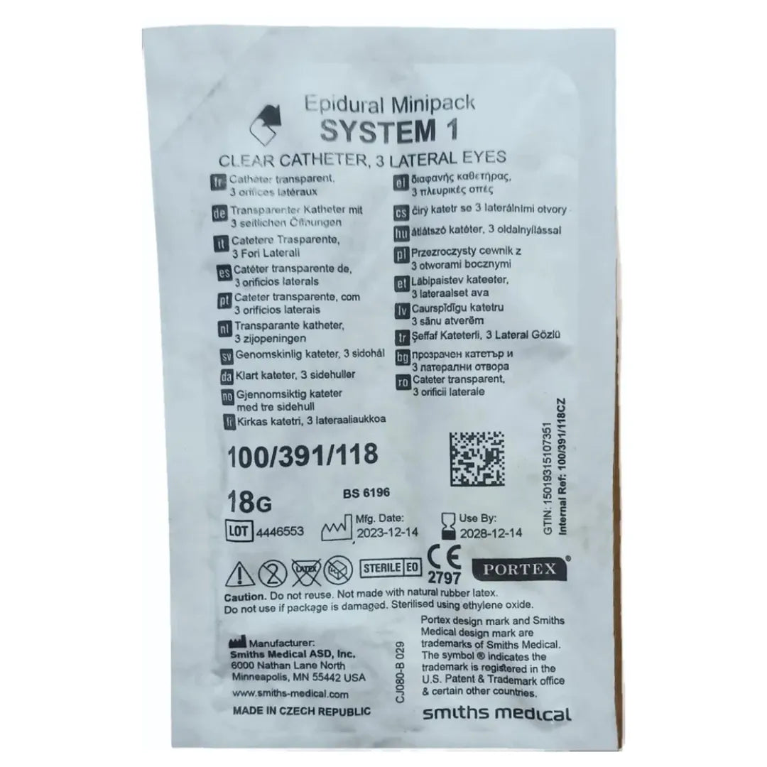 Portex Epidural Minipack System 1 - 18G 100/391/118