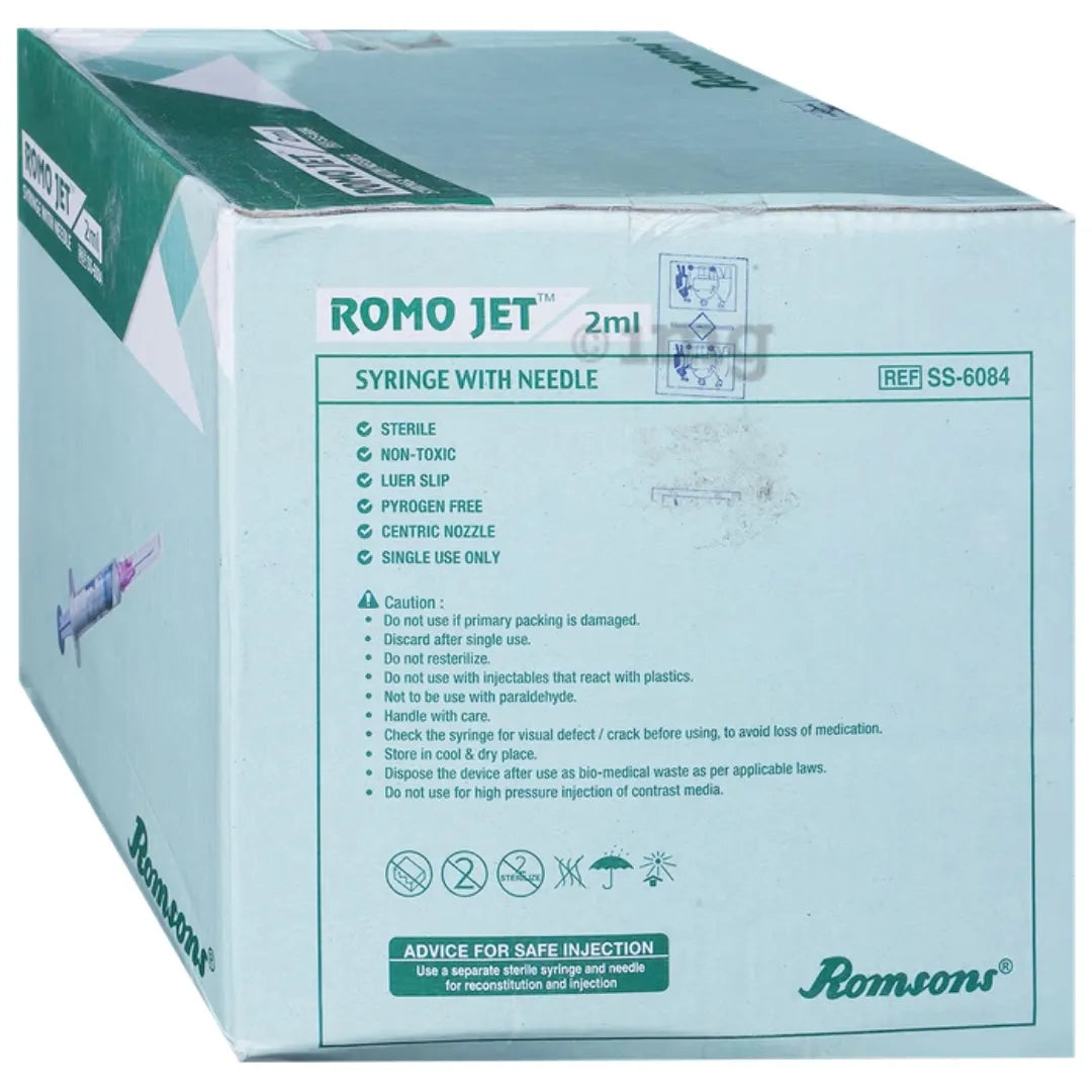 Buy Romsons Romo Jet Syringe with 2ml Needle - Pack of 100