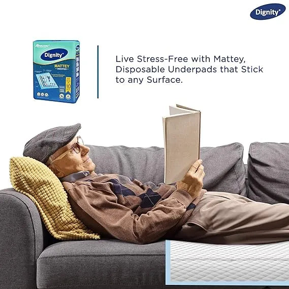 Dignity Mattey Underpads 60x90 cm - 10 Pcs | 5 Layer Fluid Absorbent, Heavy Duty, Disposable Unisex Underpads by Romsons