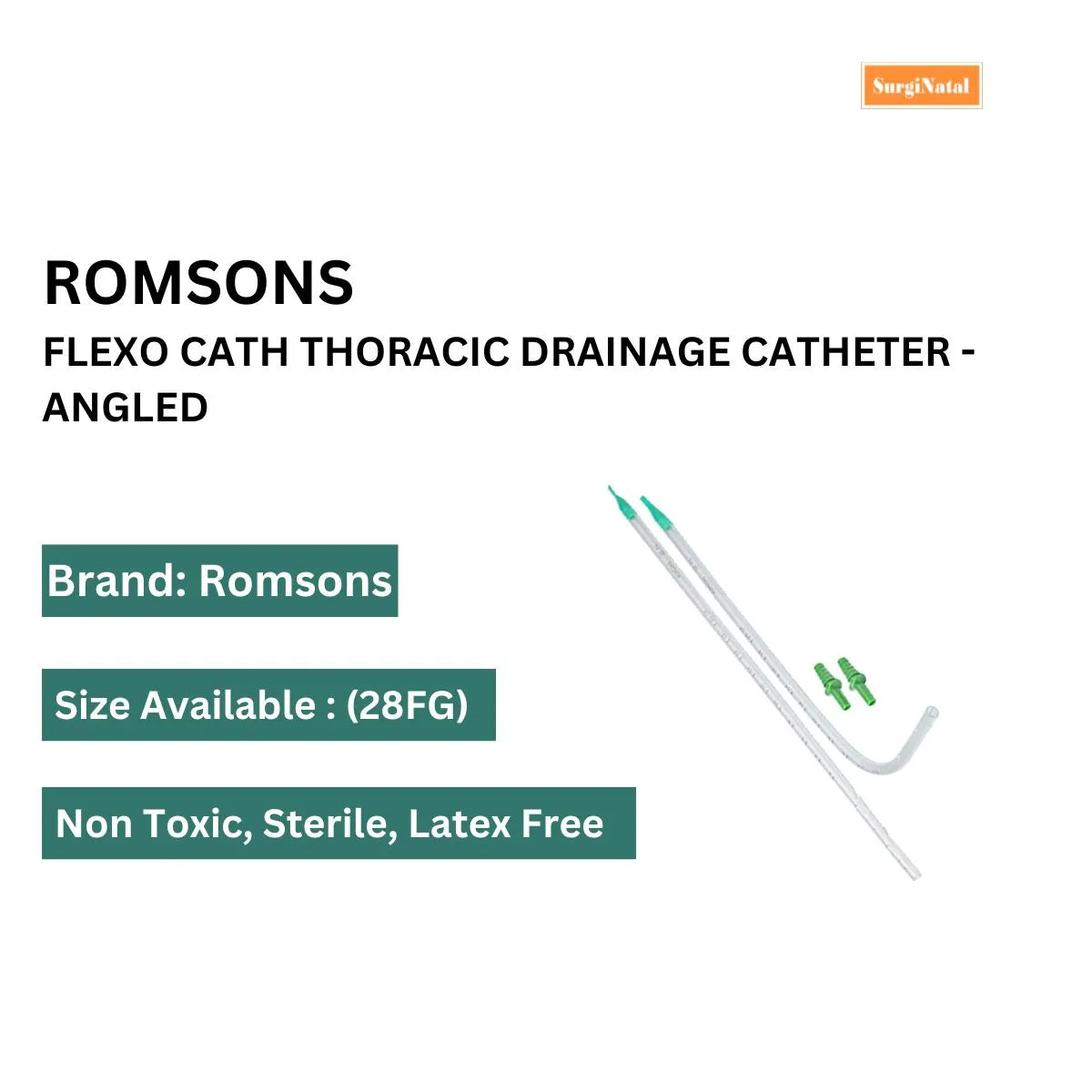 Buy Romsons Flexo Cath Thoracic Drainage - Angled 28FG