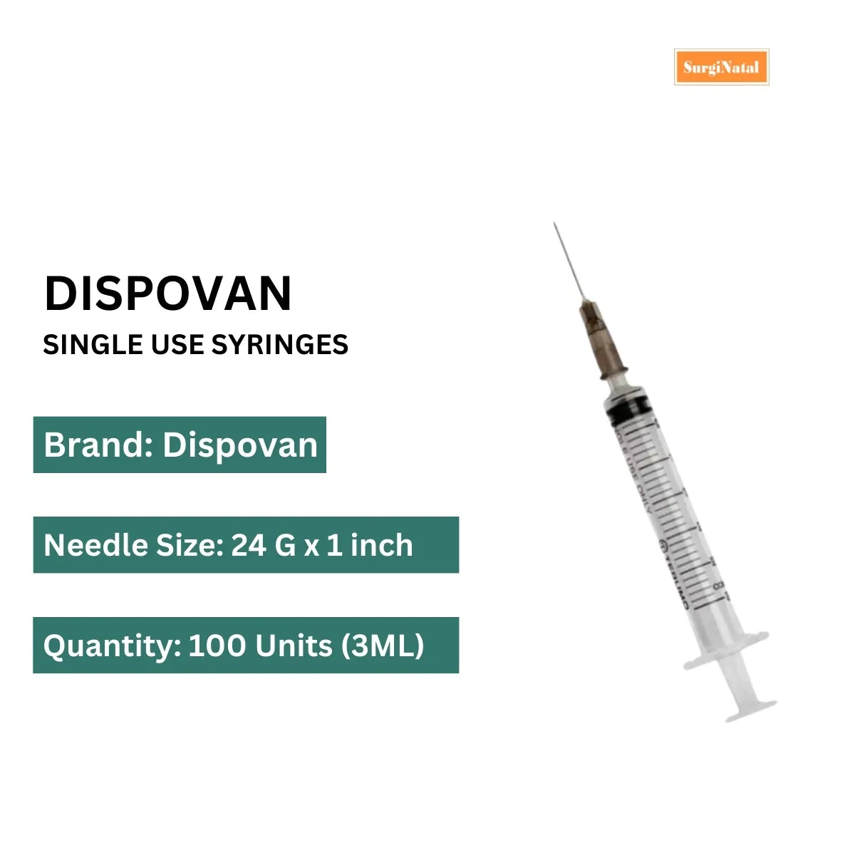 Dispo Van Syringe 3ml - 100 Units Pack | SurgiNatal
