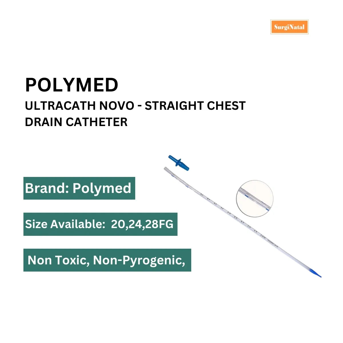 Buy Ultracath Novo - Straight Chest Drain Catheter | Polymed