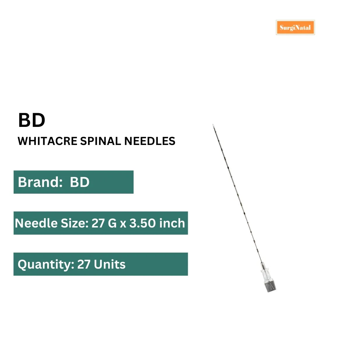 BD Whitacre Spinal Needles 25G 3.50 INCH