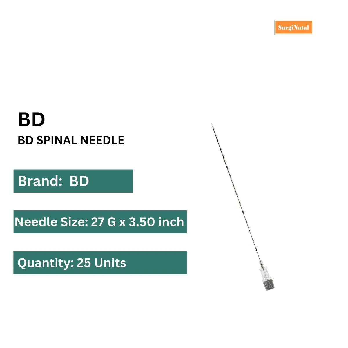 BD Whitacre Spinal Needles: 27G * 3.50IN (0.40 mm * 90 mm)