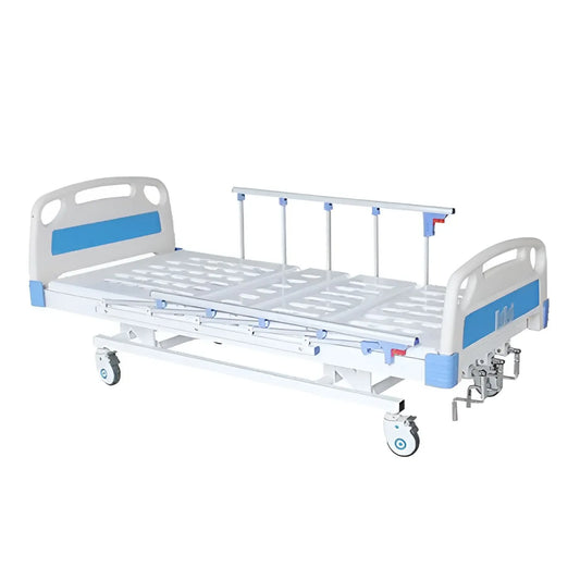 5 Function Mechanical ICU Hospital Bed with ABS Panels, MS Side Rails, & Wheels (Mattress Option Available)
