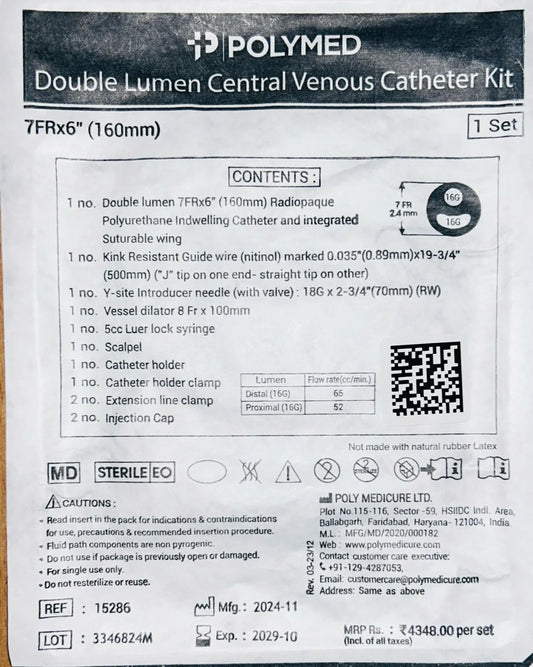 polymed Double Lumen Central Venous Catheter Kit