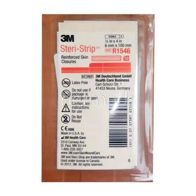 3M Steri-Strip Reinforced Adhesive Skin Closures R1546, 1/4 in x 4 in (6 mm x 100 mm)
