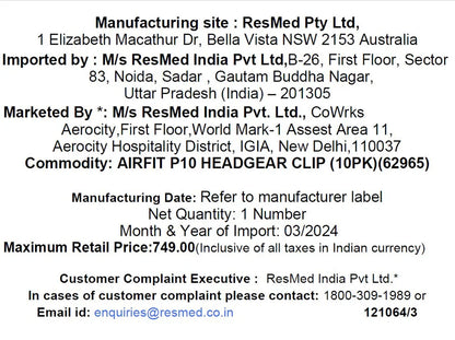 ResMed P10 Mask Headgear Clips (10PK)