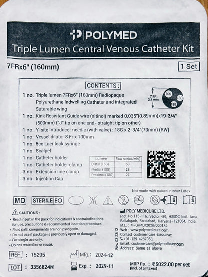 Polymed Triple Central Venous Catheter Kit