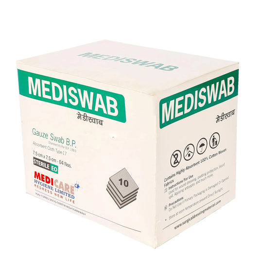 Buy Gauze Swab (7.5cm X 7.5cm, 8 Ply) - Pack of 10- 4 pcs