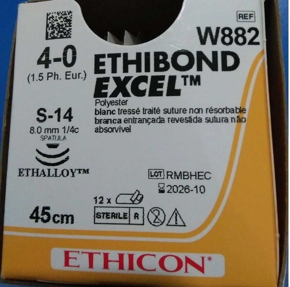 Ethibond Sutures USP 4-0, 1/4 Circle Spatulated Micro Point - NW682 -12 Foils