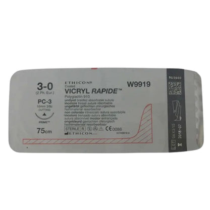Ethicon Vicryl Rapide Sutures USP 3-0, 3/8 Circle Cutting PC 3 Ethiprime - W9919