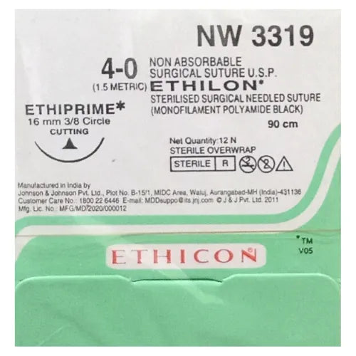 Ethicon Ethilon Sutures USP 4-0 NW 3319 Cutting, 12 Foils