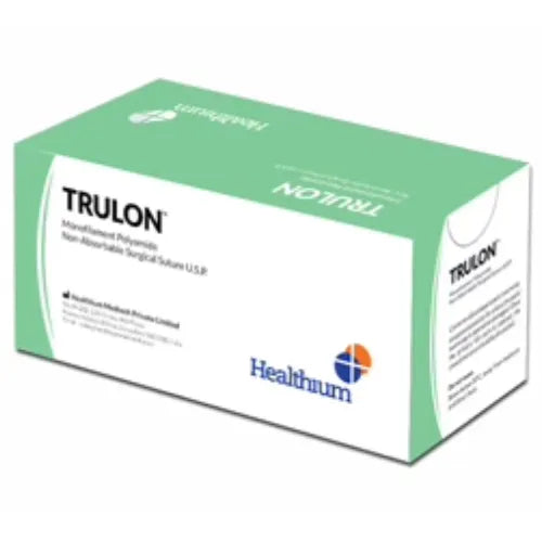 Sutures India Trulon USP 0, 1/2 Circle Reverse Cutting SN 3304