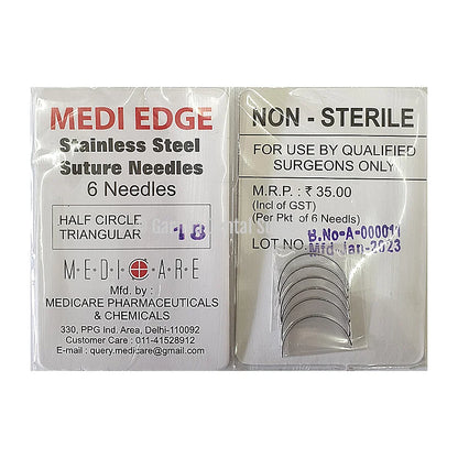 Suture Needles - Straight Triangular - 6 Needle Pack