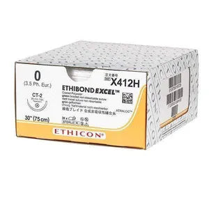 Ethicon Ethibond Sutures USP 2-0, 1/2 Circle Tapercut V-5 Double Needle - MNW6555 - 12 foils