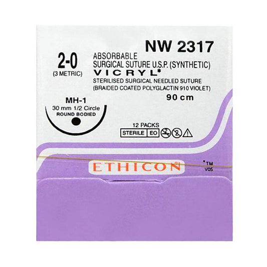 Vicryl Sutures USP 2-0, 1/2 Circle Round Body NW2317