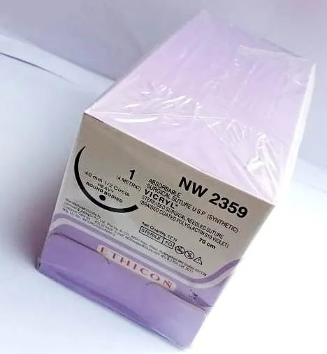 Ethicon Vicryl Sutures USP 1, 1/2 Circle Round Body Heavy - NW2359P