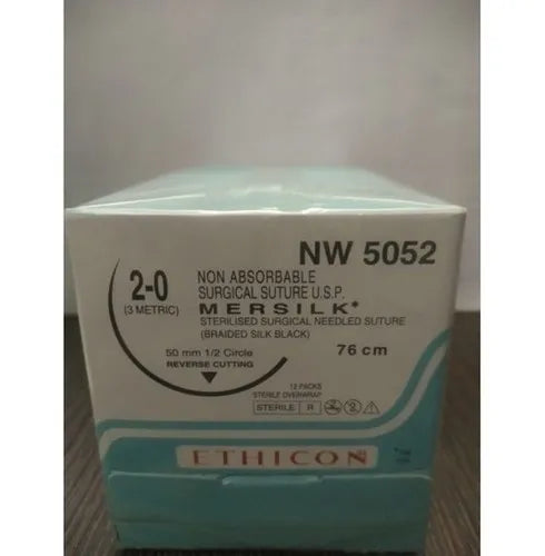 Ethicon Mersilk Sutures USP 2-0, 1/2 Circle Reverse Cutting - NW5052Ethicon Suture Mersilk NW5052P