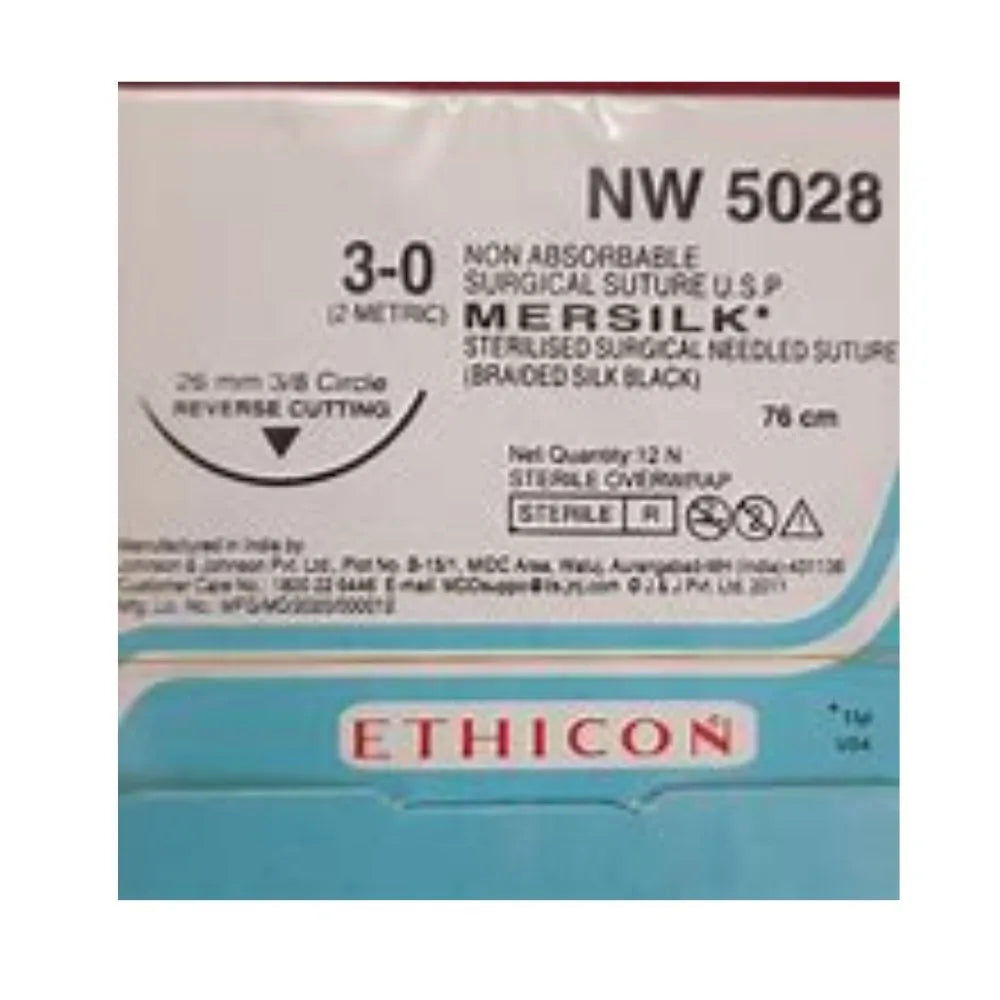 Ethicon Mersilk Sutures USP 4-0, 1/2 Circle Round Body - NW5070