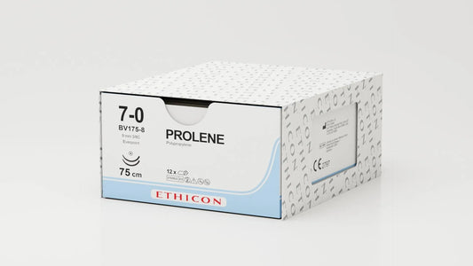 Ethicon Prolene Sutures USP 7-0, 3/8 Circle Round Body BV-1 Double Needle NW873