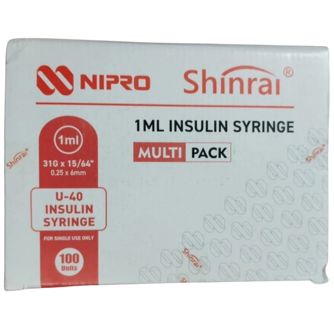 Nipro Shinrai Syringe 1ml 31G 15/64 (U-40) - 100 syringe box