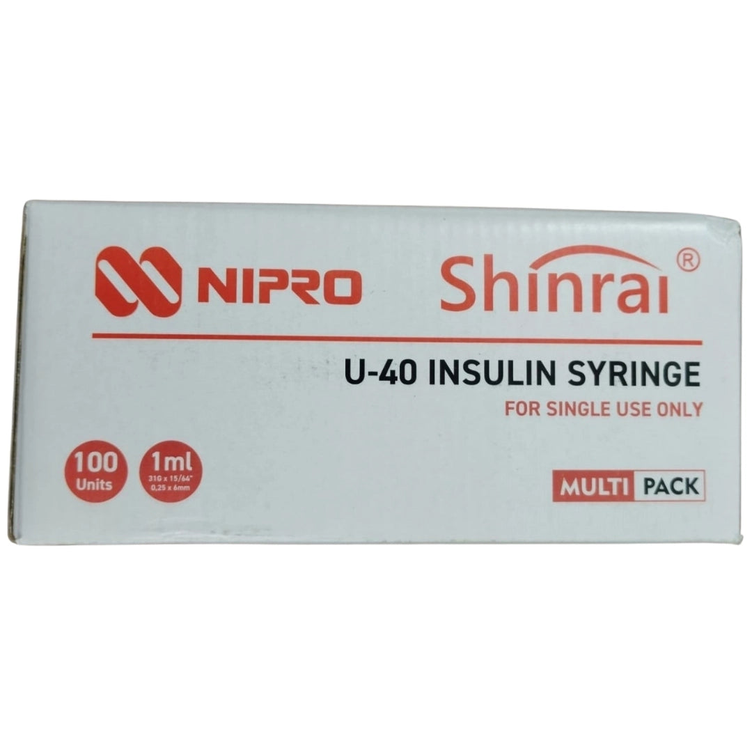 Nipro Shinrai Syringe 1ml 31G 15/64 (U-40) - 100 syringe box